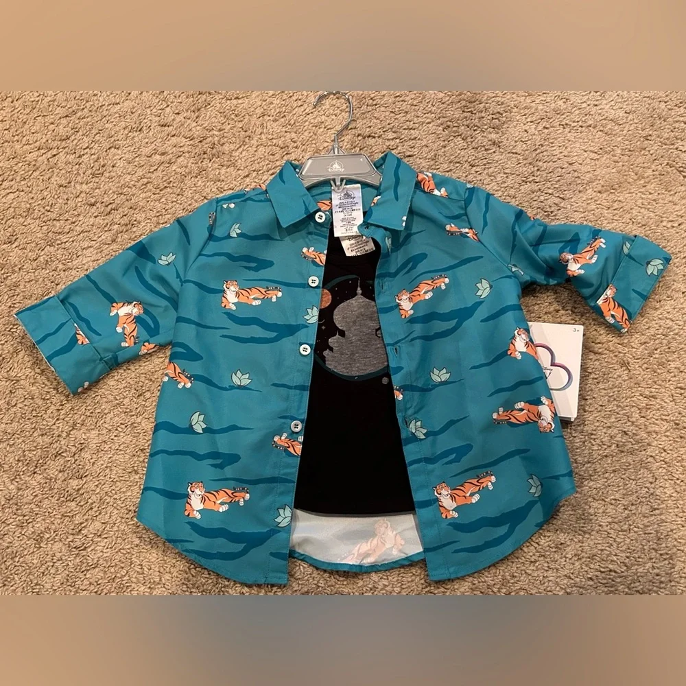 Disney Aladdin Jasmine 2pc Top & Button-down shirt matching set Girls 4 NWT